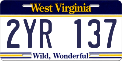 WV license plate 2YR137
