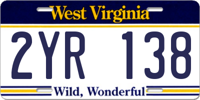 WV license plate 2YR138