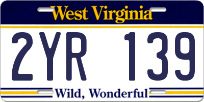 WV license plate 2YR139