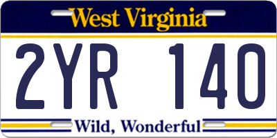 WV license plate 2YR140