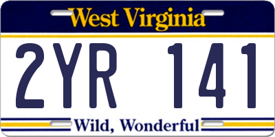 WV license plate 2YR141