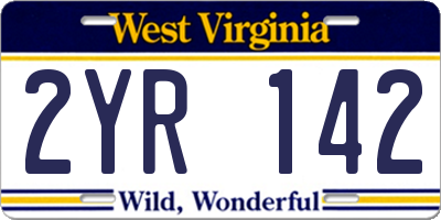 WV license plate 2YR142