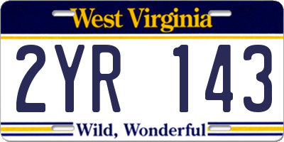 WV license plate 2YR143