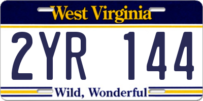 WV license plate 2YR144