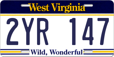 WV license plate 2YR147