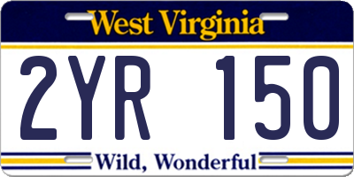 WV license plate 2YR150