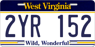 WV license plate 2YR152