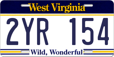 WV license plate 2YR154