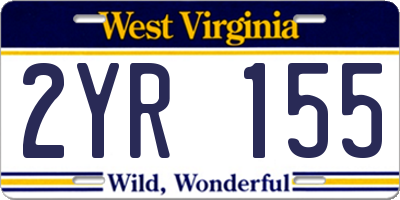 WV license plate 2YR155
