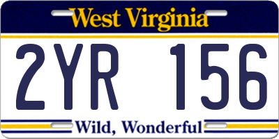 WV license plate 2YR156