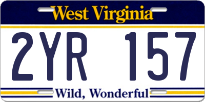 WV license plate 2YR157