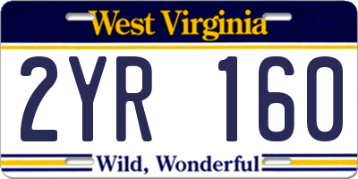WV license plate 2YR160