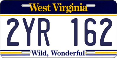 WV license plate 2YR162