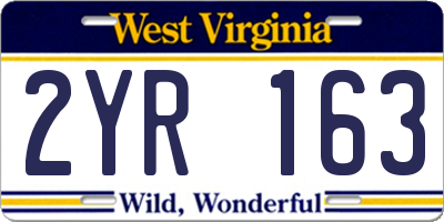 WV license plate 2YR163