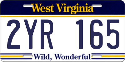 WV license plate 2YR165