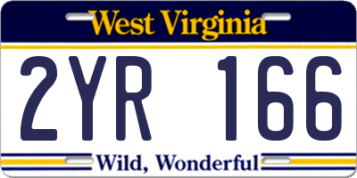 WV license plate 2YR166