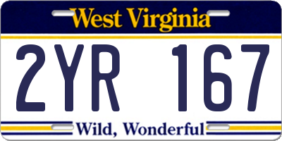 WV license plate 2YR167