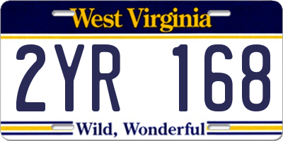 WV license plate 2YR168