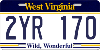WV license plate 2YR170