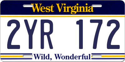 WV license plate 2YR172