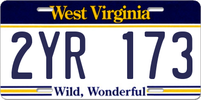 WV license plate 2YR173