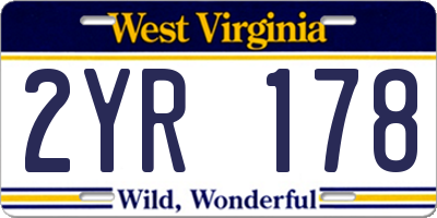 WV license plate 2YR178