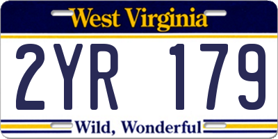 WV license plate 2YR179