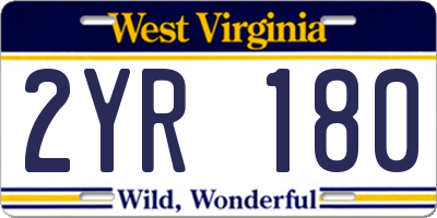 WV license plate 2YR180