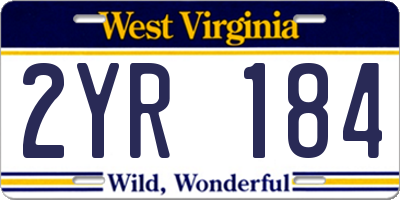 WV license plate 2YR184