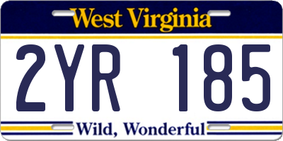 WV license plate 2YR185