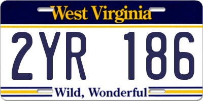 WV license plate 2YR186