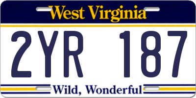 WV license plate 2YR187