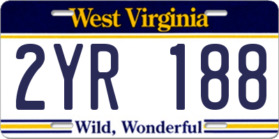 WV license plate 2YR188