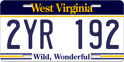 WV license plate 2YR192