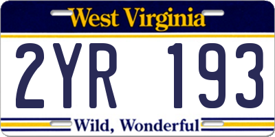 WV license plate 2YR193