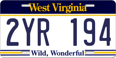 WV license plate 2YR194