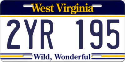 WV license plate 2YR195