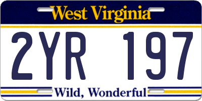 WV license plate 2YR197