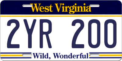 WV license plate 2YR200