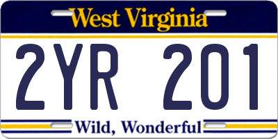 WV license plate 2YR201
