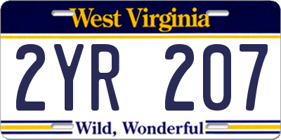 WV license plate 2YR207
