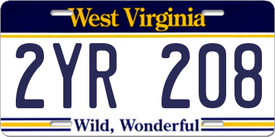 WV license plate 2YR208