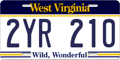 WV license plate 2YR210