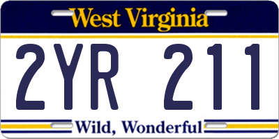 WV license plate 2YR211