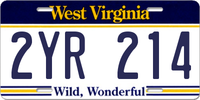 WV license plate 2YR214