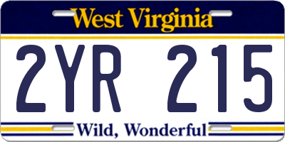 WV license plate 2YR215