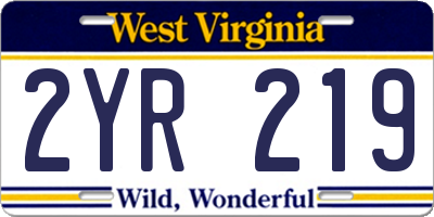 WV license plate 2YR219