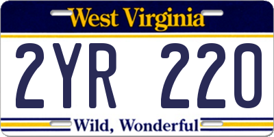 WV license plate 2YR220