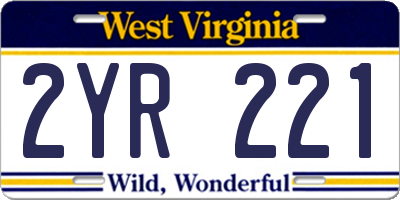 WV license plate 2YR221