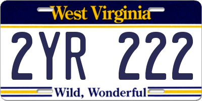 WV license plate 2YR222